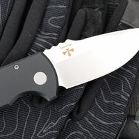 Protech Les George SBR Short Bladed Rockeye Out The Side (OTS)- Black Handle- Stonewash/ Satin S35-VN Blade LG405
