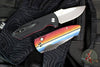 Protech Les George SBR Short Bladed Rockeye (OTS) Auto- G-Carta Mex. Blanket Micarta Top Handle- Black Aluminum Bottom- Stonewash Blade- Pearl Inlaid Button LG421-Mex. Blanket