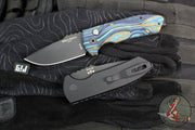 Protech Les George SBR Short Bladed Rockeye (OTS) Auto- G-Carta Starry Night Micarta Top Handle- Thick Black Aluminum Bottom- Black DLC Blade LG423-Starry Night