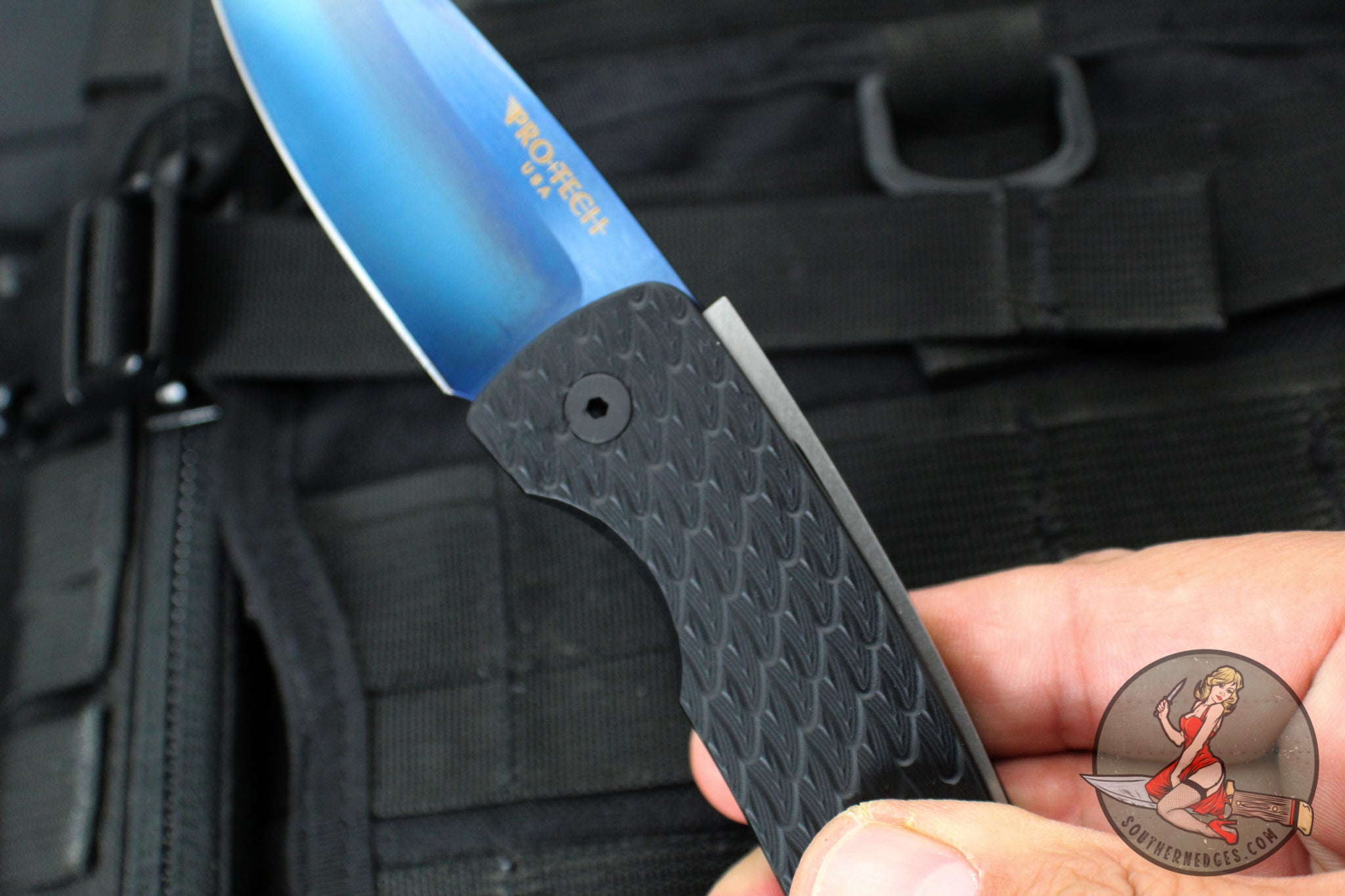 Protech Magic 2 "Whiskers" OTS Auto Knife- Black Feather Textured Body ...