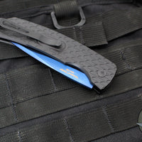 Protech Magic 2 "Whiskers" OTS Auto Knife-  Black Feather Textured Body- Sapphire Blue PVD Blade M2603-F SB