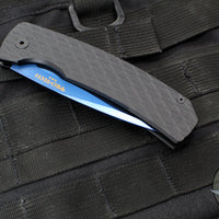Protech Magic 2 "Whiskers" OTS Auto Knife-  Black Feather Textured Body- Sapphire Blue PVD Blade M2603-F SB