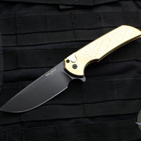 Protech Mordax Flipper-  Stonewashed Aluminum Bronze Handle- Black DLC Magnacut Blade- Black Lip Pearl Button Serial Number 17 Of 150