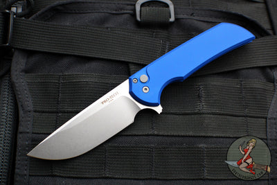Protech Mordax Flipper- Blue Handle with Stonewash Blade MX101-BLUE