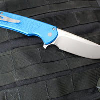 Protech Mordax Flipper- Blue Gridlock Textured Handle- Stonewash Magnacut Blade MX105-BLUE GRIDLOCK