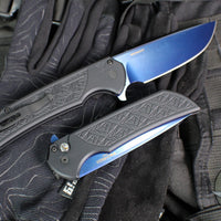 Protech Mordax Flipper- Nexus Textured Black Handle- Sapphire Blue PVD Magnacut Blade MX106-SB NEXUS
