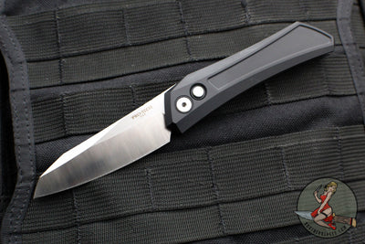 Protech 2024 Blade Show Auto Oligarch - Black Handle - Abalone Button Inlay- Satin Magnacut Blade SN 26 Of 100