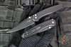 Protech Avalon- Peace Neighbor Deisgn- Manual Button Lock Knife- Knurled Black Handle- Black DLC Magnacut Steel Blade PN1103