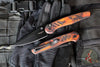 Protech Avalon- Peace Neighbor Deisgn- Manual Button Lock Knife- Smooth "Del Fuego" Finished Handle- Black DLC Magnacut Steel Blade PN1104-DF