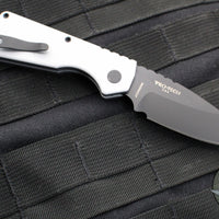 Protech Pro Strider PT Plus- Smooth Grey Body- Black DLC Magnacut Steel Blade PT203-GREY