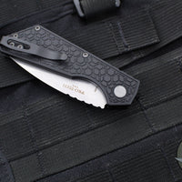 Protech Pro Strider PT Plus- Gridlock Textured Black Body- Stonewash Magnacut Steel Blade PT205-GRIDLOCK