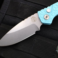 Protech Pro Strider PT Plus- Gridlock Textured Blue Body- Stonewash Magnacut Steel Blade- Pearl Inlaid Button PT205-GRIDLOCK LTD T. BLUE