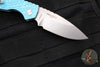 Protech Pro Strider PT Plus- Gridlock Textured Blue Body- Stonewash Magnacut Steel Blade- Pearl Inlaid Button PT205-GRIDLOCK LTD T. BLUE