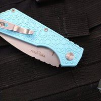 Protech Pro Strider PT Plus- Gridlock Textured Blue Body- Stonewash Magnacut Steel Blade- Pearl Inlaid Button PT205-GRIDLOCK LTD T. BLUE