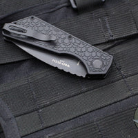 Protech Pro Strider PT Plus - Gridlock Textured Black Handle- Black DLC Magnacut Steel Blade PT207-GRIDLOCK