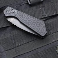 Protech Pro Strider PT Plus - Gridlock Textured Black Handle- Black DLC Magnacut Steel Blade PT207-GRIDLOCK