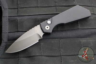 Protech Pro Strider PT Plus- Solid Black Body- Smokey Grey DLC Magnacut Steel Blade PT221