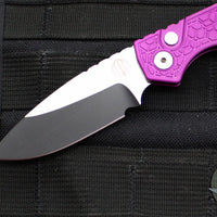 Protech Pro Strider PT + Custom- Purple Gridlock Textured Handle- Two-Tone Black DLC/Satin Magnacut Blade- Pearl Inlaid Button 2024 PT+ Custom 008