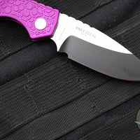 Protech Pro Strider PT + Custom- Purple Gridlock Textured Handle- Two-Tone Black DLC/Satin Magnacut Blade- Pearl Inlaid Button 2024 PT+ Custom 008