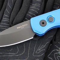 Protech Runt OTS Auto Knife- Reverse Tanto- Blue Handle- DLC Black Blade R5203-BLUE
