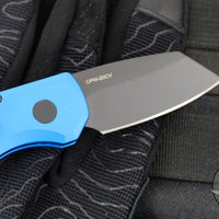 Protech Runt OTS Auto Knife- Reverse Tanto- Blue Handle- DLC Black Blade R5203-BLUE