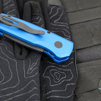 Protech Runt OTS Auto Knife- Reverse Tanto- Blue Handle- DLC Black Blade R5203-BLUE