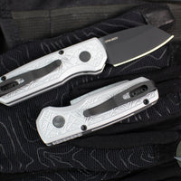 Protech Runt OTS Auto Knife- Reverse Tanto- Grey Nexus Pattern Handle- DLC Black Blade R5203-Grey Nexus