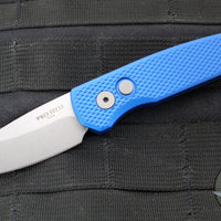Protech Runt Out The Side (OTS) Auto Knife- Reverse Tanto- Blue Textured Handle- Stonewash Blade R5205-BLUE