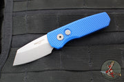 Protech Runt Out The Side (OTS) Auto Knife- Reverse Tanto- Blue Textured Handle- Stonewash Blade R5205-BLUE