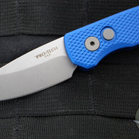 Protech Runt Out The Side (OTS) Auto Knife- Reverse Tanto- Blue Textured Handle- Stonewash Blade R5205-BLUE