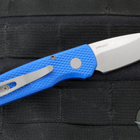 Protech Runt Out The Side (OTS) Auto Knife- Reverse Tanto- Blue Textured Handle- Stonewash Blade R5205-BLUE
