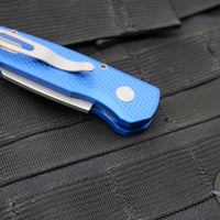 Protech Runt Out The Side (OTS) Auto Knife- Reverse Tanto- Blue Textured Handle- Stonewash Blade R5205-BLUE