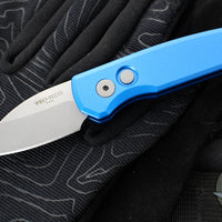 Protech Runt OTS Auto Knife- Wharncliffe- Blue Handle- Stonewash Magnacut Steel Blade  R5301-BLUE