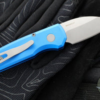 Protech Runt OTS Auto Knife- Wharncliffe- Blue Handle- Stonewash Magnacut Steel Blade  R5301-BLUE