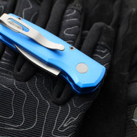 Protech Runt OTS Auto Knife- Wharncliffe- Blue Handle- Stonewash Magnacut Steel Blade  R5301-BLUE