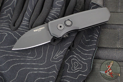 Protech Runt OTS Auto Knife- Wharncliffe- Black Handle- Black DLC Finished Magnacut Steel Blade  R5303