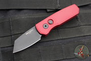 Protech Runt 5 OTS Auto Knife- Reverse Tanto- Red Handle- Black DLC Magnacut Steel Blade  R5403-RED