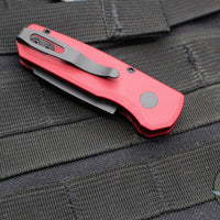 Protech Runt 5 OTS Auto Knife- Reverse Tanto- Red Handle- Black DLC Magnacut Steel Blade  R5403-RED