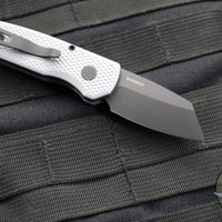 Protech Runt 5 OTS Auto Knife- Reverse Tanto- Textured Grey Handle- Black DLC Magnacut Steel Blade  R5406-GREY