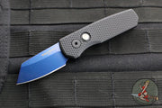 Protech Runt 5 OTS Auto Knife- Reverse Tanto- Textured Black Handle- Sapphire Blue Magnacut Steel Blade  R5406-SB