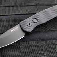 Protech Runt 5 OTS Auto Knife- Reverse Tanto- Textured Black Handle- Black DLC Magnacut Steel Blade  R5406