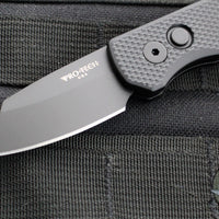 Protech Runt 5 OTS Auto Knife- Reverse Tanto- Textured Black Handle- Black DLC Magnacut Steel Blade  R5406