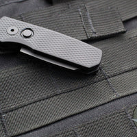 Protech Runt 5 OTS Auto Knife- Reverse Tanto- Textured Black Handle- Black DLC Magnacut Steel Blade  R5406