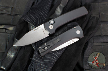Chaves Protech Knives- Scapegoat Compact- OTS Auto- Black Handle- Stonewash MagnaMax Steel Blade RCS1101