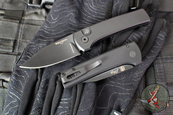 Chaves Protech Knives- Scapegoat Compact- OTS Auto- Smooth Black Handle- Black DLC MagnaMax Steel Blade RCS1103-SWAT