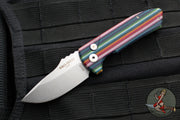Protech Les George SBR Short Bladed Rockeye Out The Side (OTS)- Unique Striped Micarta Handle- Stonewash Blade V2