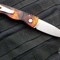 Protech Tactical Response 2 OTS Auto- "Del Fuego" Finished Handle With Textured Corners- Stonewash Plain Edge Magnacut Steel Blade T201-DF