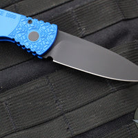 Protech Tactical Response 2 OTS Auto- Blue Nexus Patterned Handle With Textured Corners- Black DLC Magnacut Steel Blade T206-NEXUS Blue