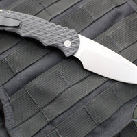 Protech Tactical Response 4 Auto Knife- Black Feather Texture Handle- Stonewash Plain Edge Blade- Safety T4105 F