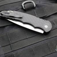 Protech Tactical Response 4 Auto Knife- Black Feather Texture Handle- Stonewash Plain Edge Blade- Safety T4105 F